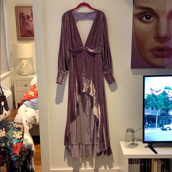 For Love & Lemons Viva Velvet Lilac Maxi Dress L - Picture 3 of 7